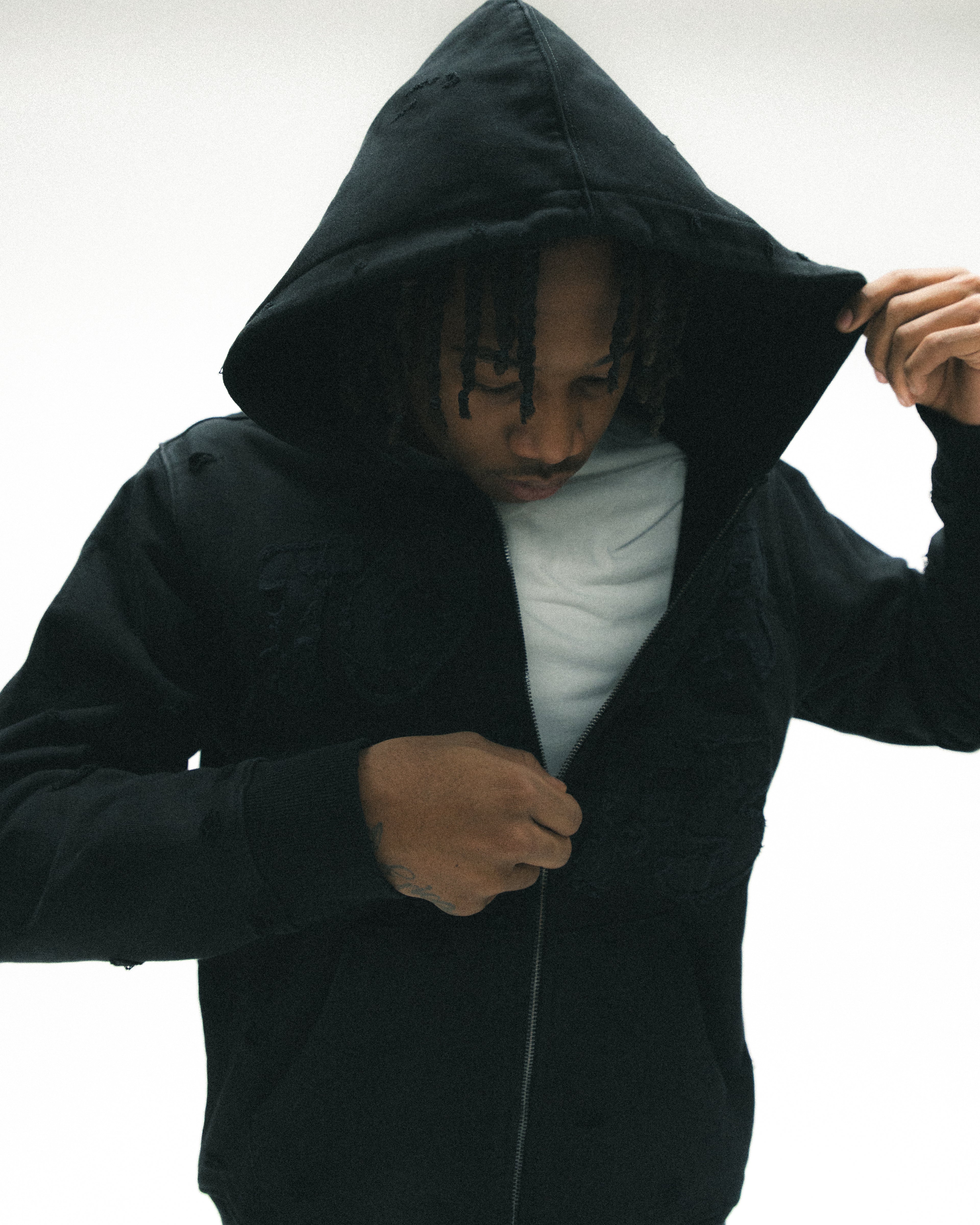 “TOUR LIF3” HEAVYWEIGHT DISTRESSED JACKET